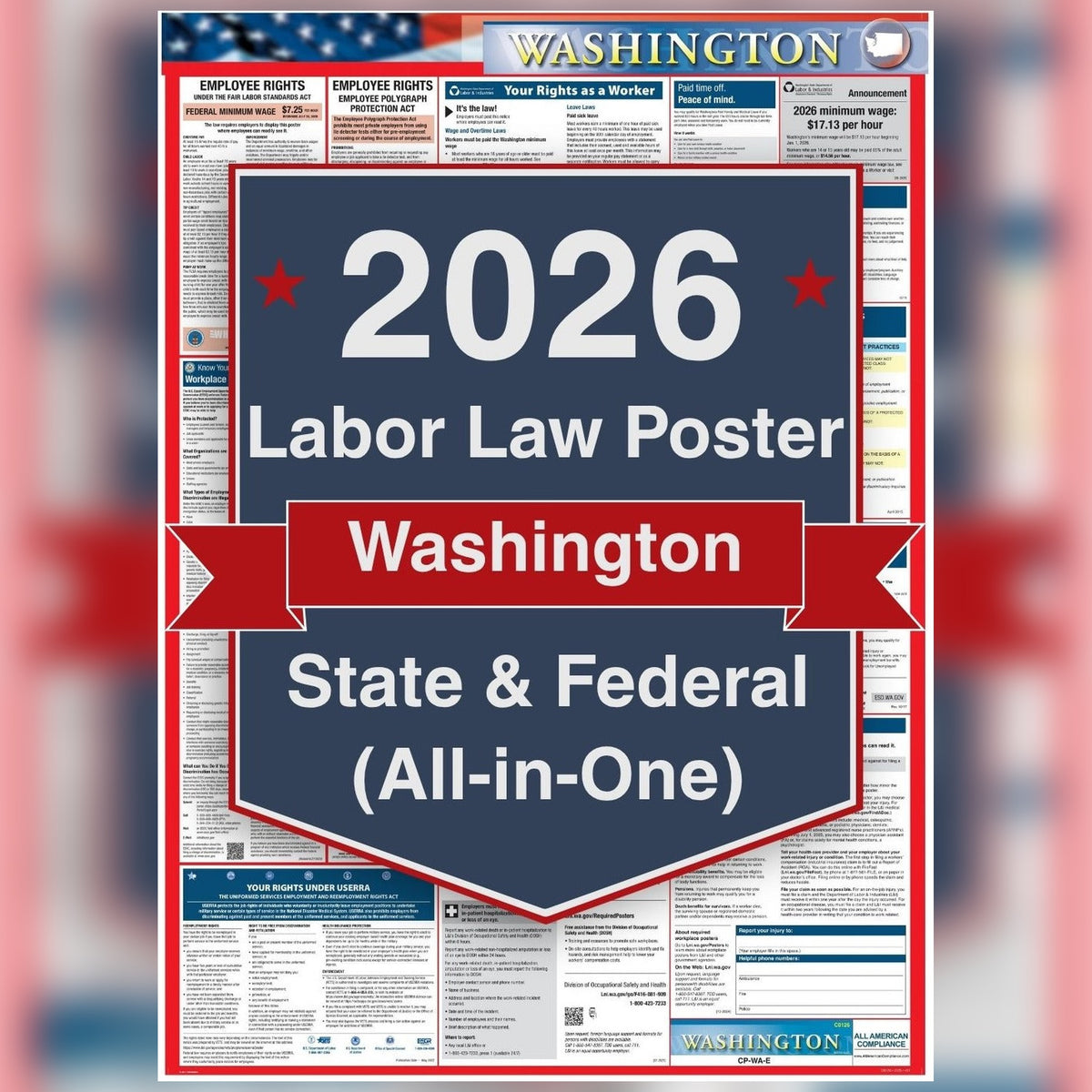 Washington labor law poster front view.