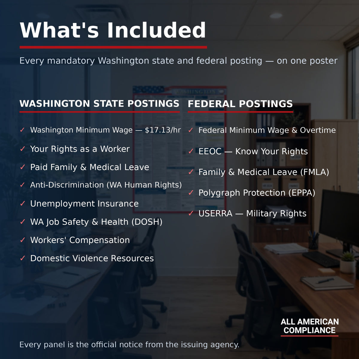 Washington labor law poster — what is included.