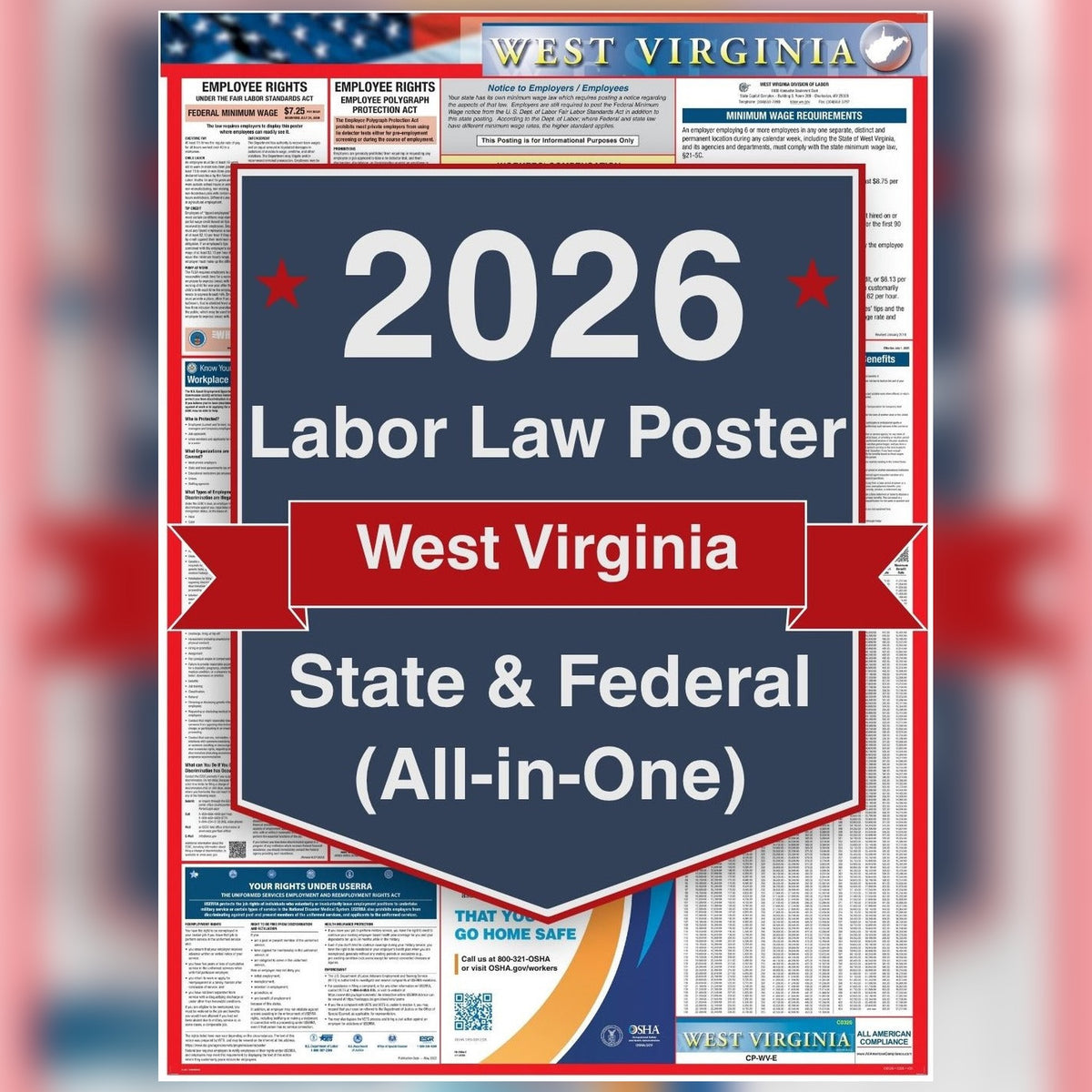 West Virginia labor law poster front view.