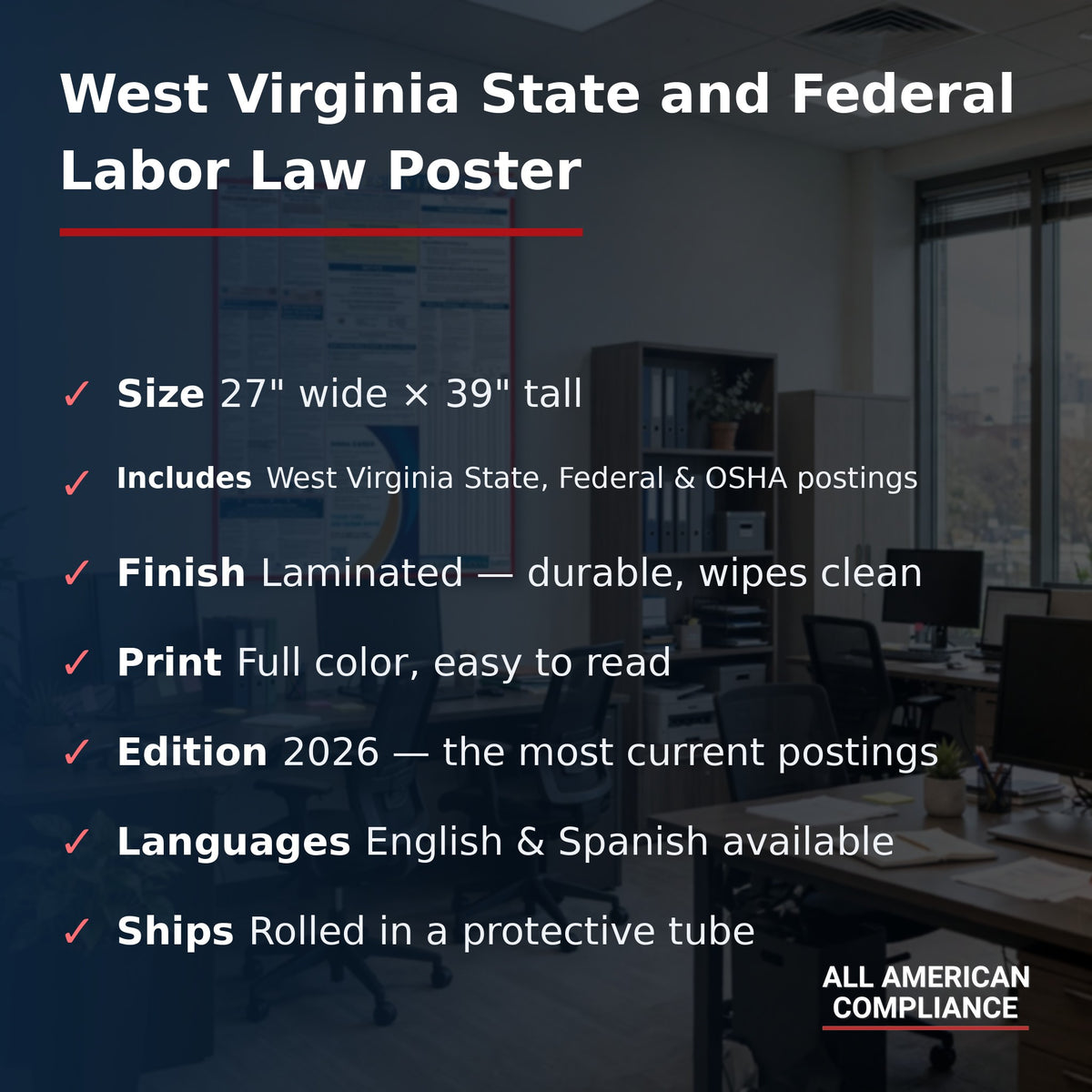 West Virginia labor law poster specifications.