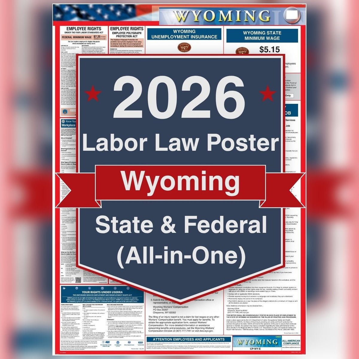 Wyoming labor law poster front view.